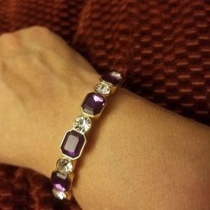 Anne Klein Bracelet, purple and clear stones